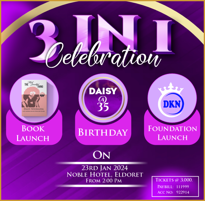 Book cover and event poster - Daisy Nyongesa Foundation