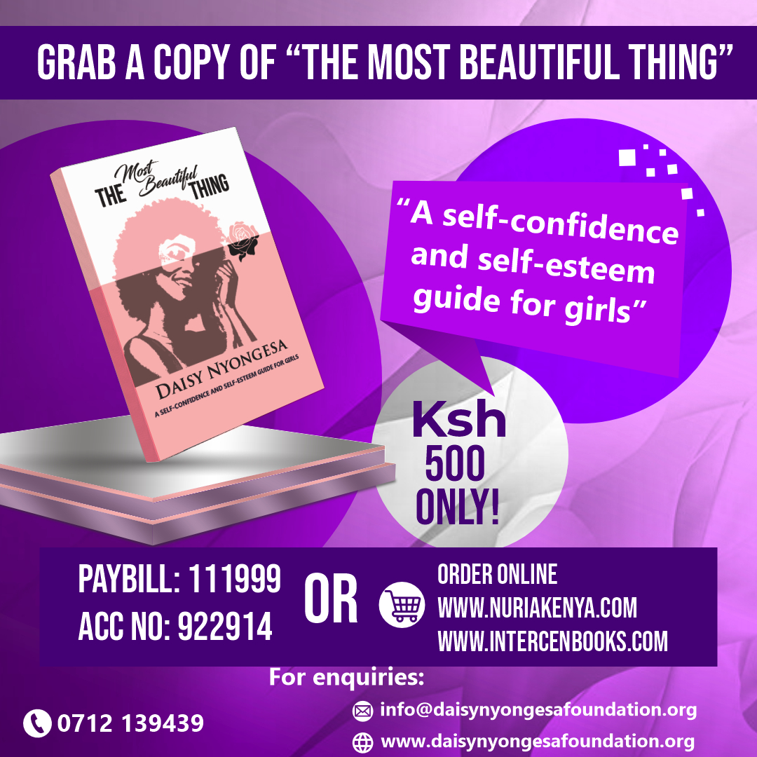 Book cover and event poster - Daisy Nyongesa Foundation